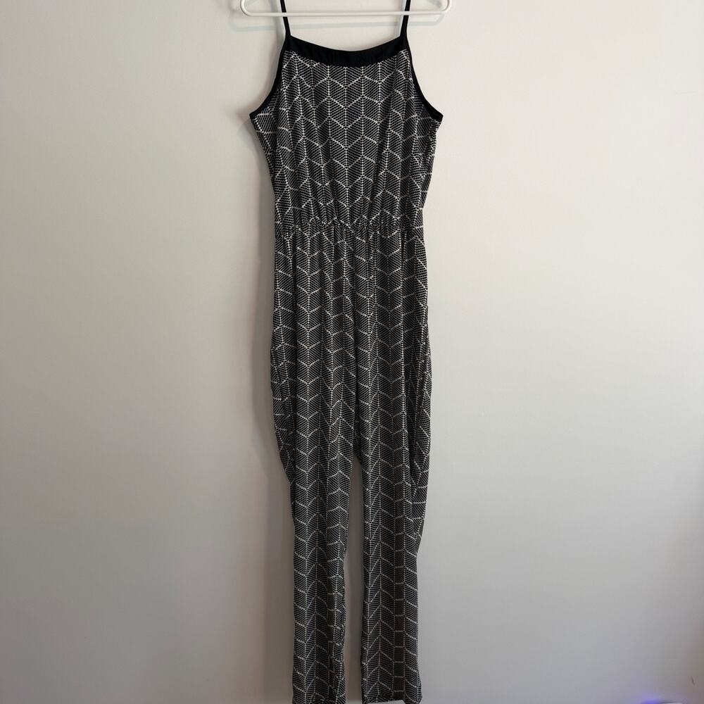 Romeo + Juliet Couture Sleeveless Jumpsuit Women's Large Black Cream V-Neck - Picture 7 of 8